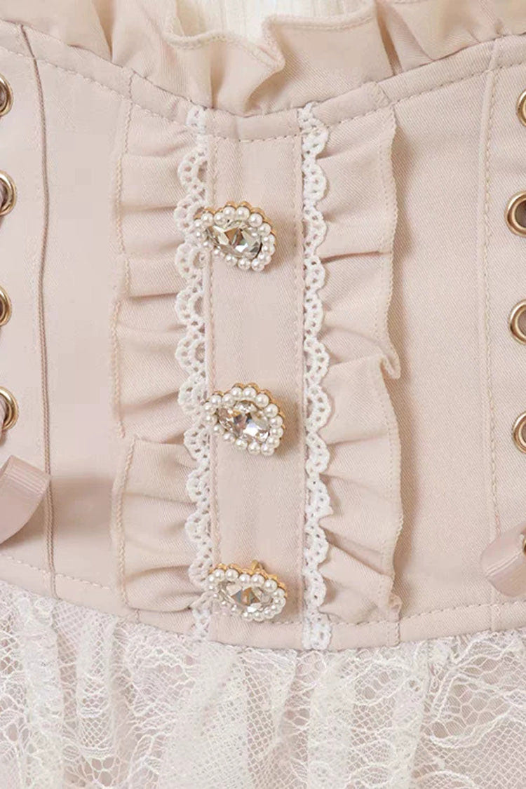 Sweet Jirai Kei Triple-Layered Ruffled Lace Lace-Up Skirt 3 Colors - Product - 9