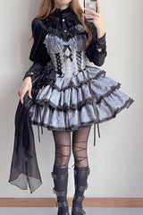 Black/Blue Medea Kiss Gothic Lolita JSK Tiered Dress - Product - 2