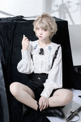 Black/White Gothic Erosion Heart Series Ouji Lolita Set - Product - 5