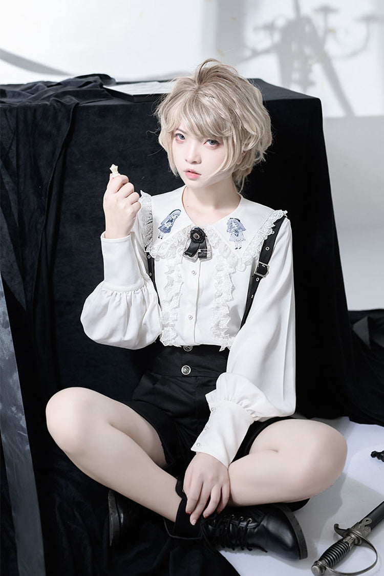 Black/White Gothic Erosion Heart Series Ouji Lolita Set - Product - 5