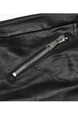 Black Elasticity Glued Woven Fabric Sexy Tight Metal Zipper Belt Decoration Women's Plus Size Punk Trousers - Product - 9