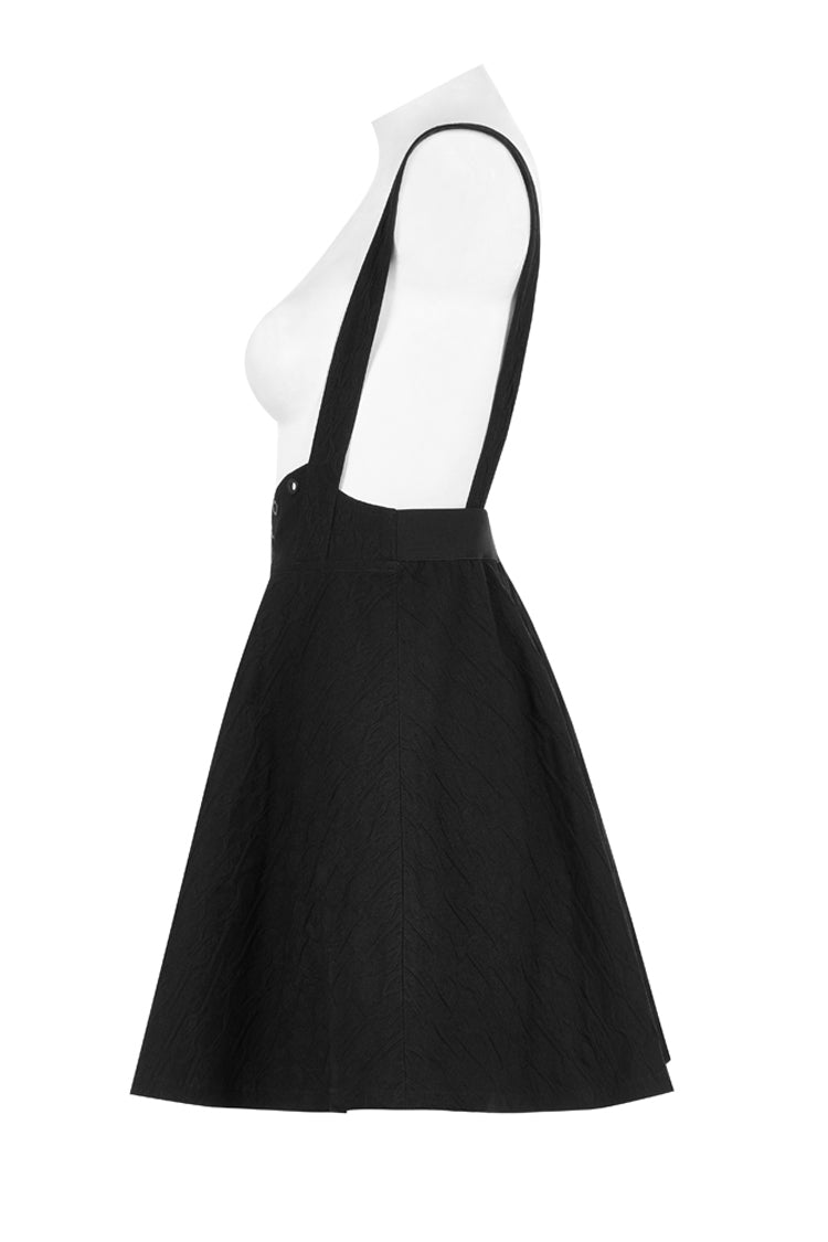 Black Future Series Metal Buttonhole Decoration Collect Waist Swing Hem Cat Ear Women's Gothic Skirt - Product - 6