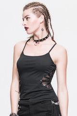 Black Spiderweb Bat Wings Stretchy Cotton Womens Punk T-shirt - Product - 4