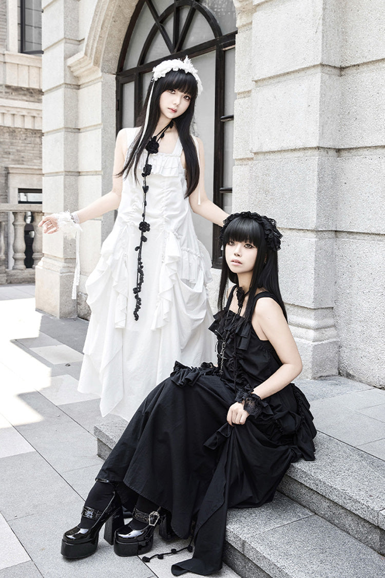 Black [Dream] Sleeveless Ruffle Gothic Lolita Strap Dress - Product - 6
