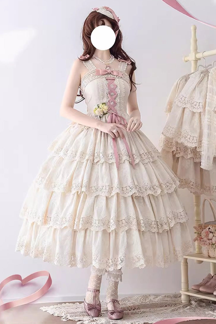 Ivory [Forest Waltz] Embroidery Bowknot Lace-Up Slim Sweet Elegant Lolita Suspender Top - Product - 2