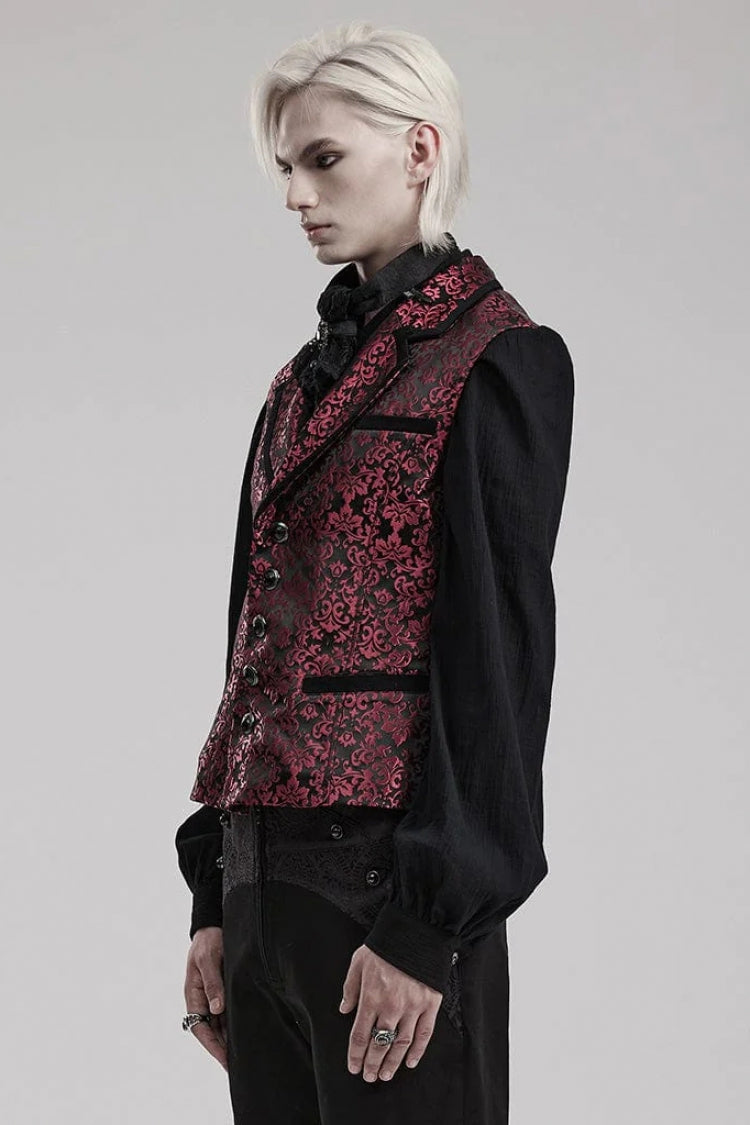 Men's V Collar Sleeveless Print Luxury Gem Four Button Stitching Gothic Vest 2 Colors - Product - 6