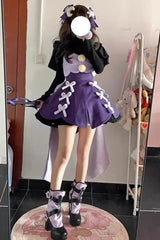 Black/Purple Magical Girl Long Sleeves Princess Sweet Lolita Dress - Product - 2