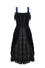 Black/Blue Sleeveless Multi-Layered Ruffled Lace Women's Lolita Gothic Slip Dress Wedding Dress - Product - 3