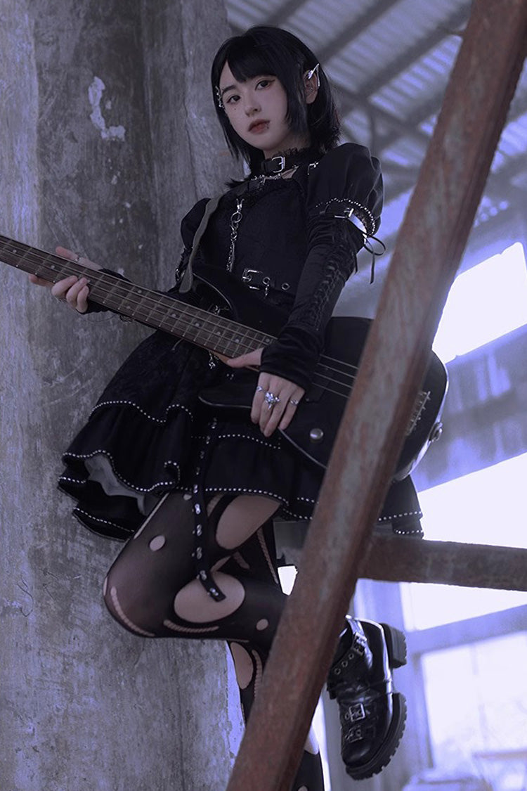 Black Letters and Poems Gothic Punk Lolita JSK Dress - Product - 7