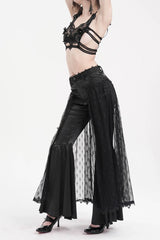 Black Crochet Lace Mesh Women's Gothic Pants - Product - 7