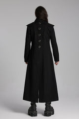 Black Metal Ring Zipper Long Sleeves Men's Punk Long Jacket - Product - 6
