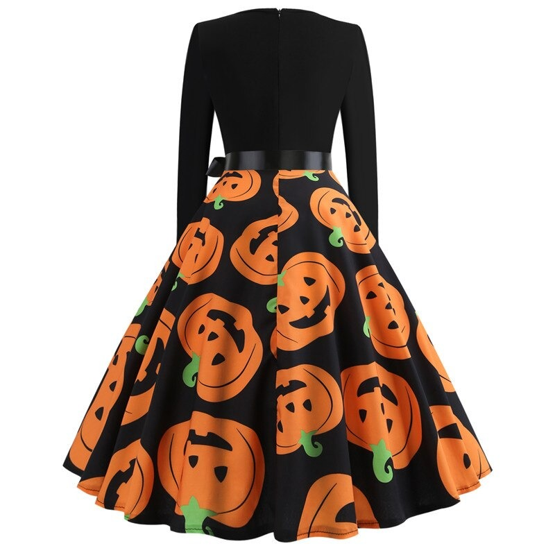 Fantastic Women's Halloween Dress with Pumpkin Print / Ladies Clothes with Long Sleeve - image 7