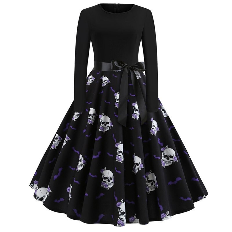 Fantastic Women's Halloween Dress with Pumpkin Print / Ladies Clothes with Long Sleeve - image 8