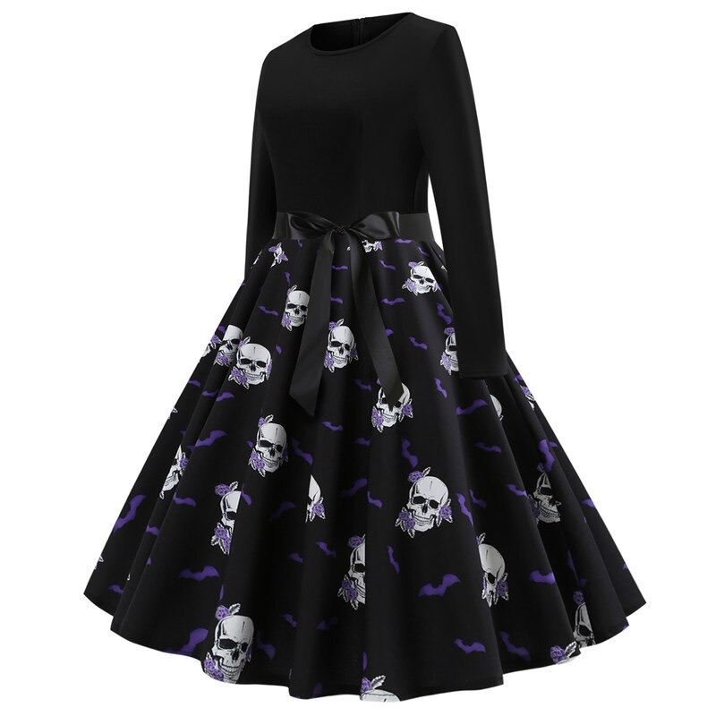 Fantastic Women's Halloween Dress with Pumpkin Print / Ladies Clothes with Long Sleeve - image 9