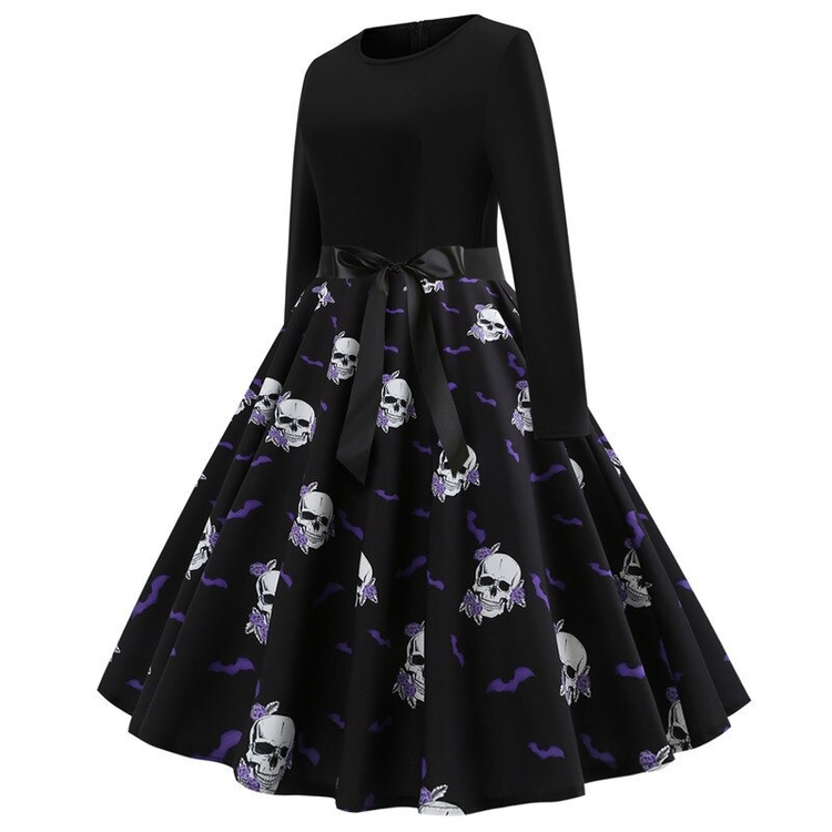 Fantastic Women's Halloween Dress with Pumpkin Print / Ladies Clothes with Long Sleeve - image 9