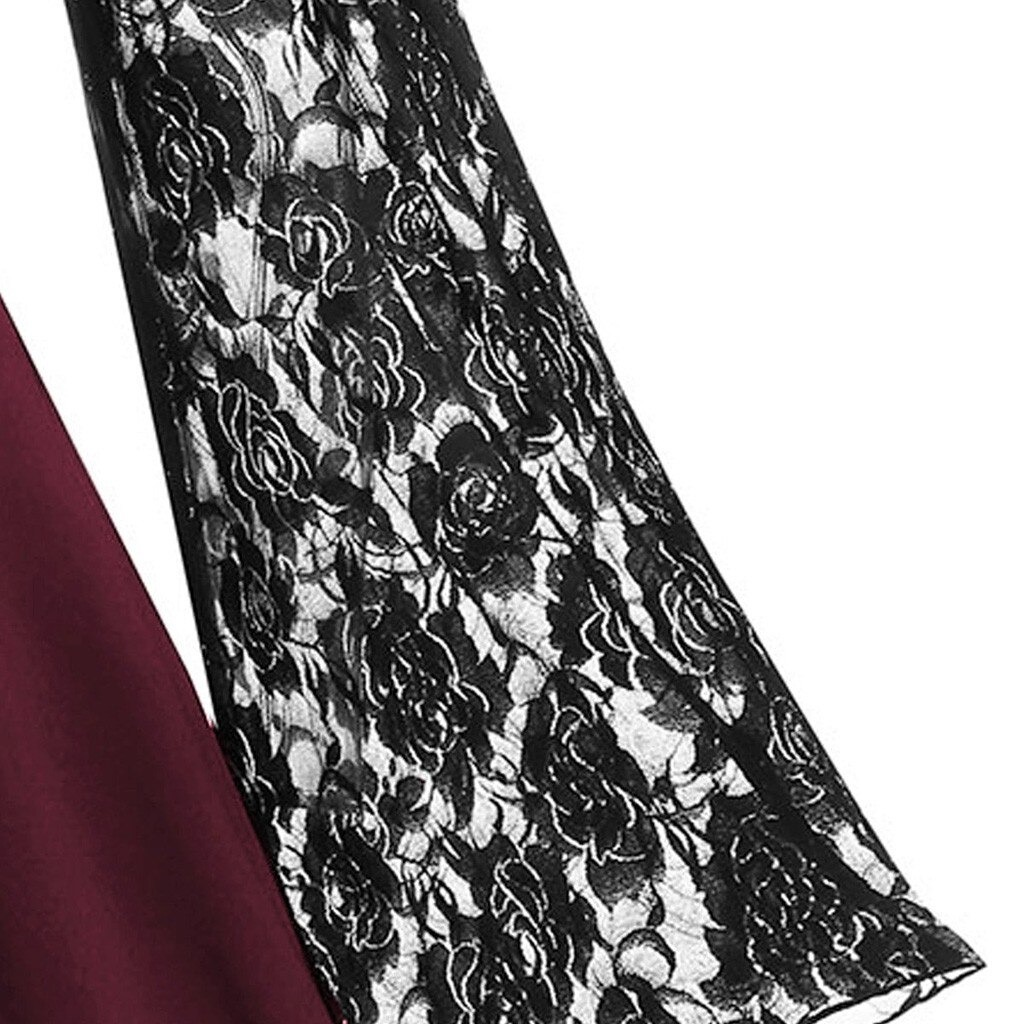 Gothic Women's Lace Patchwork Dresses With Flare Sleeve - image 15