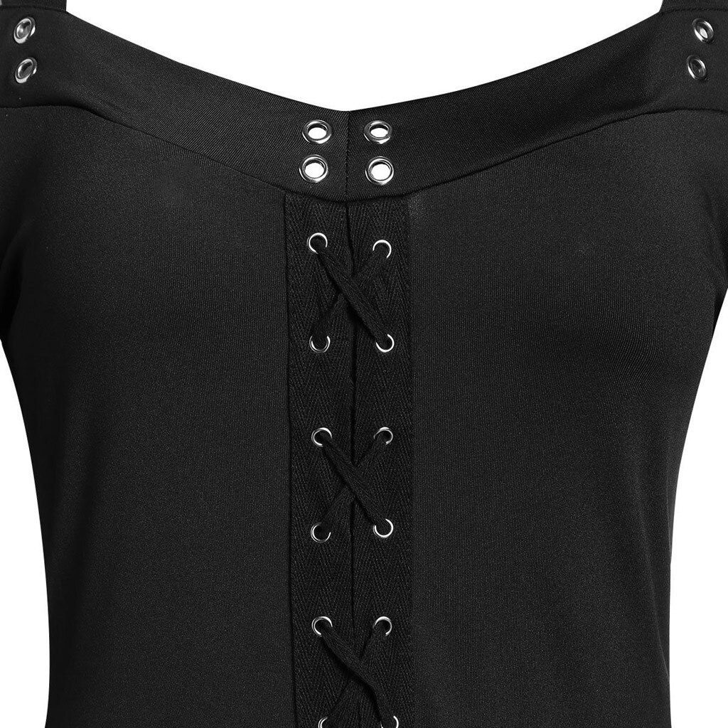 Gothic Women's Lace Patchwork Dresses With Flare Sleeve - image 10