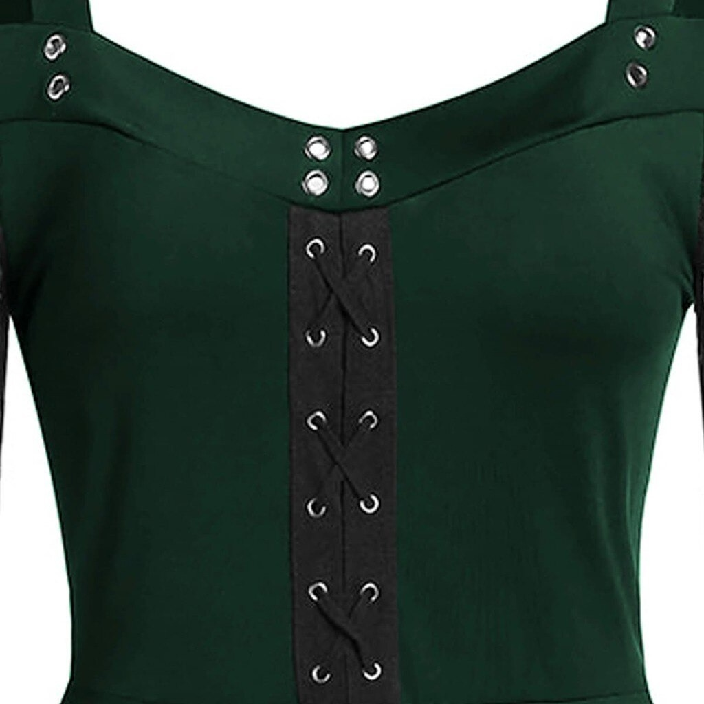 Gothic Women's Lace Patchwork Dresses With Flare Sleeve - image 12