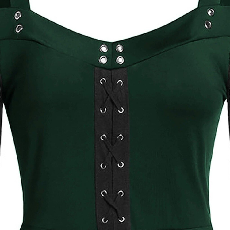 Gothic Women's Lace Patchwork Dresses With Flare Sleeve - image 12