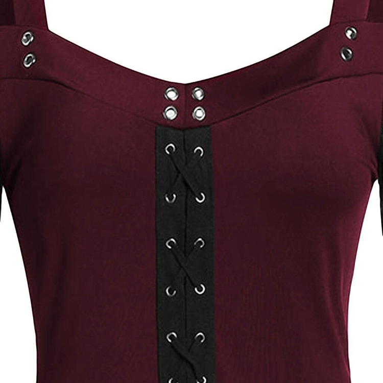 Gothic Women's Lace Patchwork Dresses With Flare Sleeve - image 14