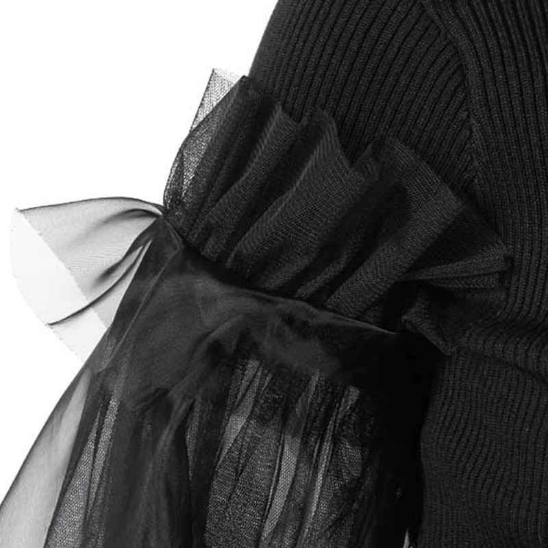 Fashion Gothic Dress with Long Sleeve / Black Women's Turtleneck Sweater - image 9