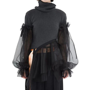 Fashion Gothic Dress with Long Sleeve / Black Women's Turtleneck Sweater - image 1