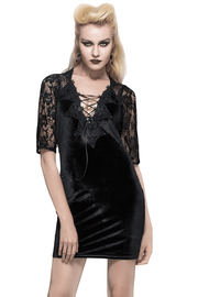 Fashion Lace Short Sleeves Mini Dress / Alternative Women's Clothing - image 1
