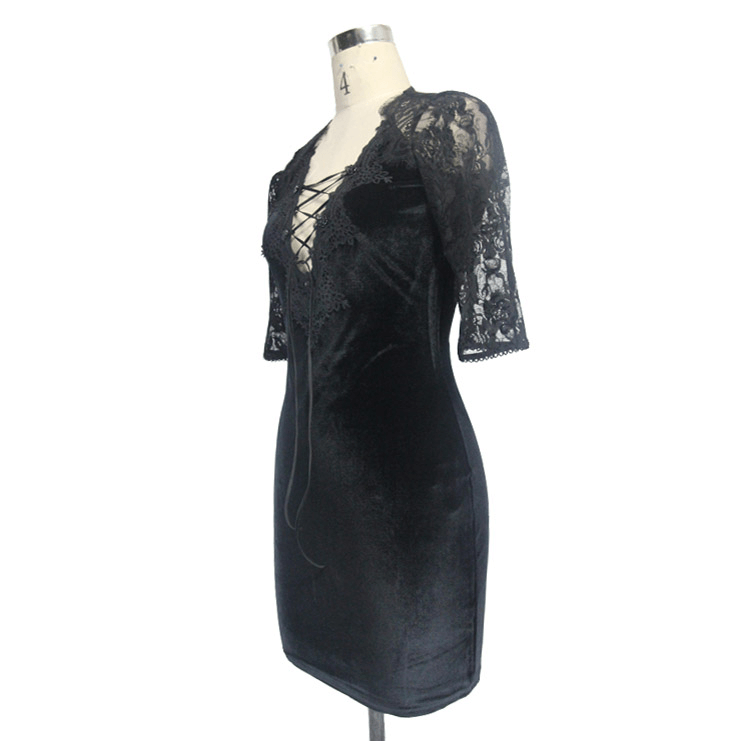 Fashion Lace Short Sleeves Mini Dress / Alternative Women's Clothing - image 5