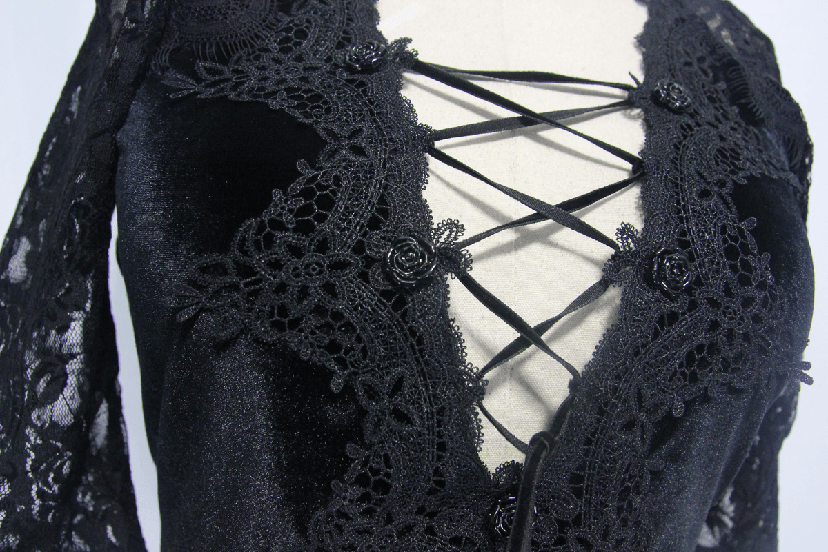 Fashion Lace Short Sleeves Mini Dress / Alternative Women's Clothing - image 7