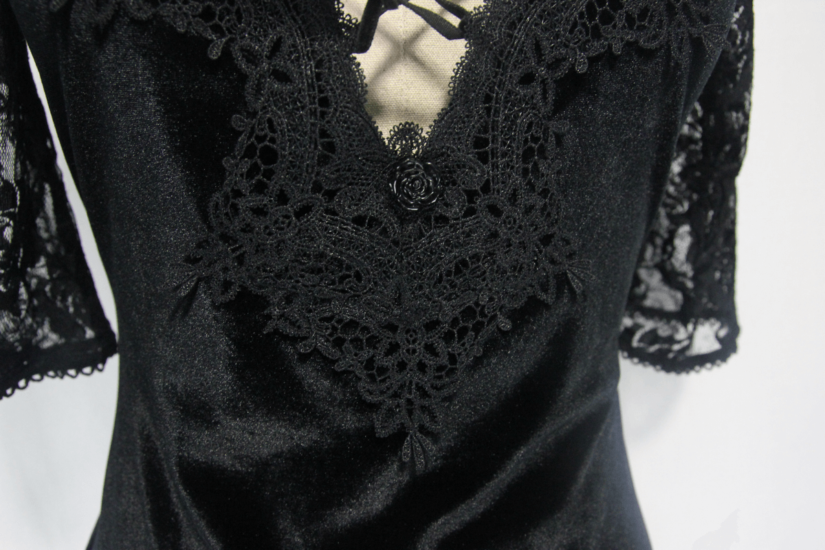 Fashion Lace Short Sleeves Mini Dress / Alternative Women's Clothing - image 9
