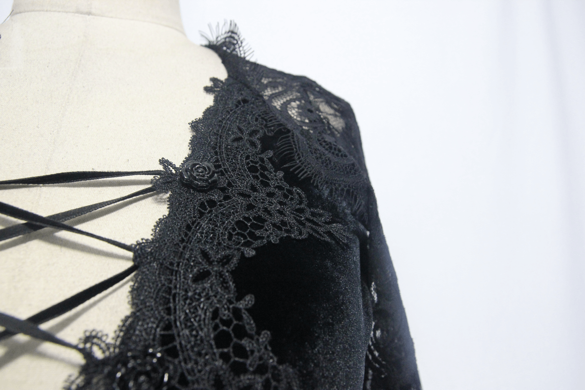 Fashion Lace Short Sleeves Mini Dress / Alternative Women's Clothing - image 8