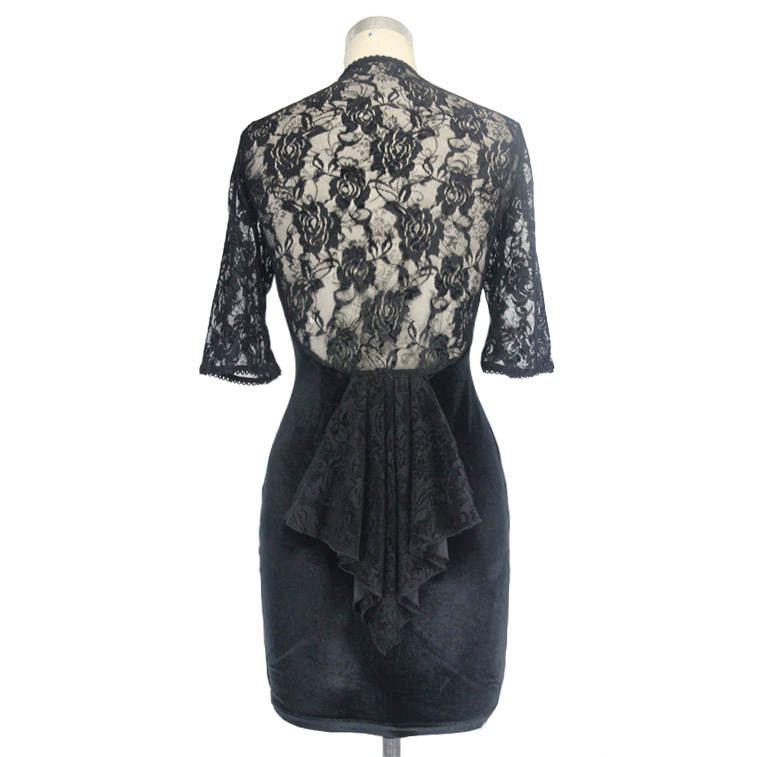 Fashion Lace Short Sleeves Mini Dress / Alternative Women's Clothing - image 4
