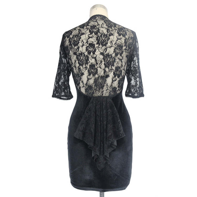 Fashion Lace Short Sleeves Mini Dress / Alternative Women's Clothing - image 4