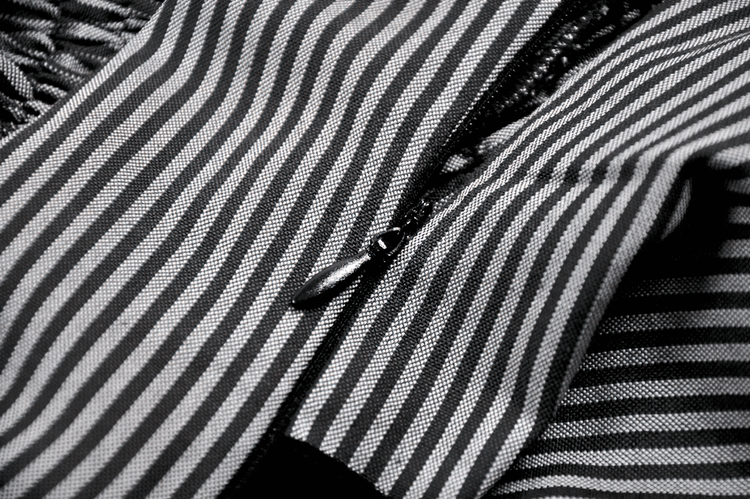 Fashion Pinstripe Ruffle Dress with Lace Hem and Belt - image 11