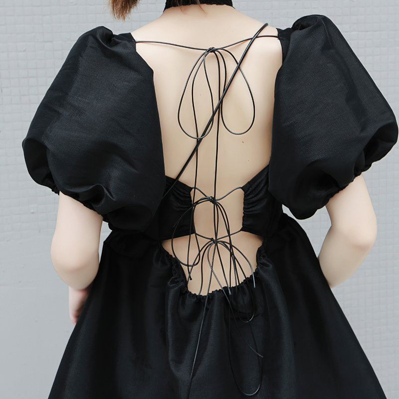 Fashion Women's Back Dress with Short Sleeve / Loose Fit Ladies Mini Dress - image 6