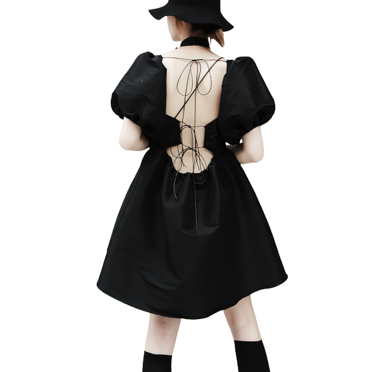 Fashion Women's Back Dress with Short Sleeve / Loose Fit Ladies Mini Dress - image 1
