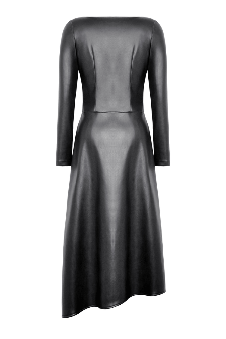 Faux Leather Gothic Dress with Harness and Grommets - image 5