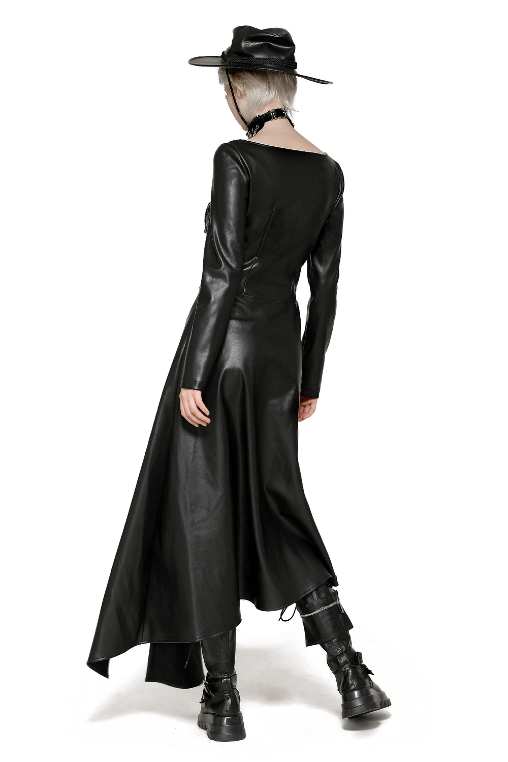 Faux Leather Gothic Dress with Harness and Grommets - image 2