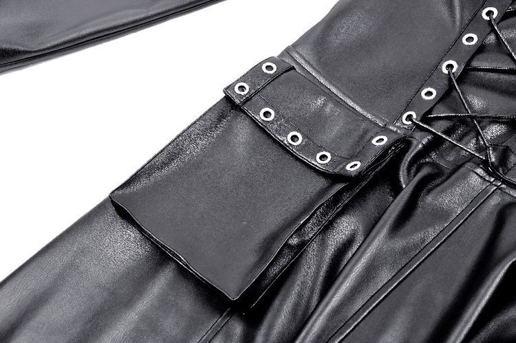 Faux Leather Gothic Dress with Harness and Grommets - image 8