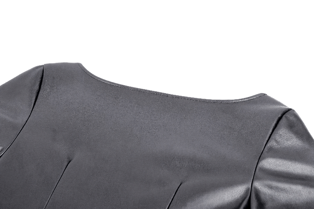 Faux Leather Gothic Dress with Harness and Grommets - image 10
