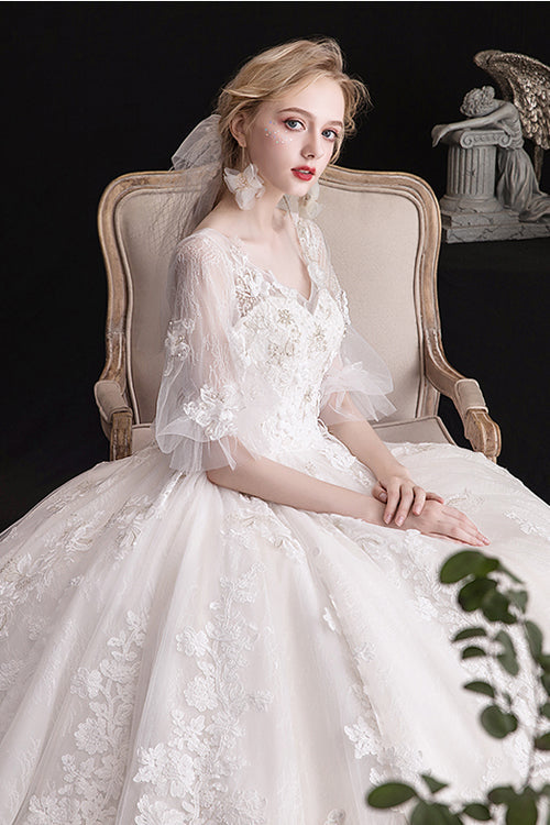 White V Collar Lace Embroidered Short Sleeves High Waisted Long Hanayome Sweet Lolita Dress - Product - 4