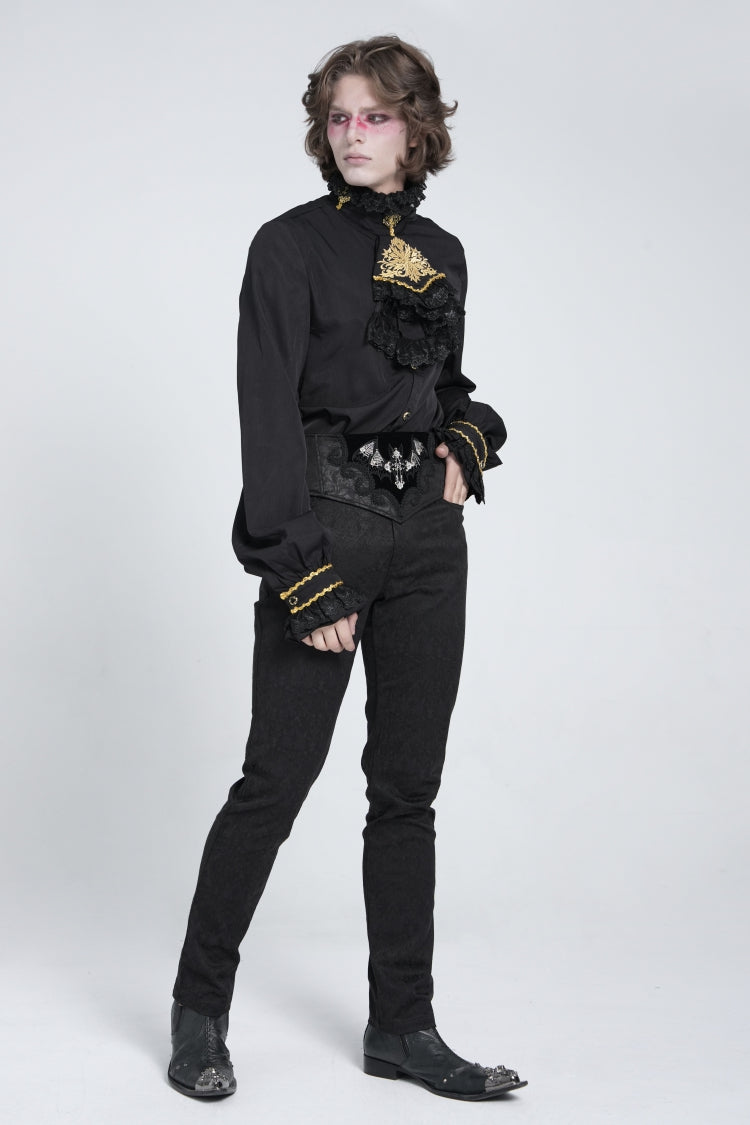 Black Embroidered Lace-Up Men's Gothic Accessory  Bat Embroidered Girdle - Product - 2