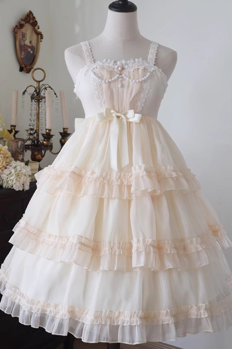 Star Gauze Romance Multi-layer Ruffle Bowknot Sweet Elegant Princess Lolita Jsk Dress 2 Colors - Product - 3