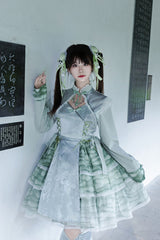 Cheongsam Ink Print Multi-layer Bowknot Sweet Chinese Style Princess Lolita Jsk Dress 2 Colors - Product - 13