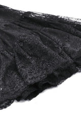 Black Women's Gothic V Collar Long Flared Sleeves Lace Patchwork Blouse - Product - 14
