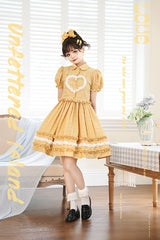 [Buji Island] Sleeveless Ruffle Bowknot Sweet Lolita Jsk Dress 4 Colors - Yellow - 12