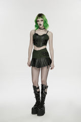 Black/Green Spliced Lace Lace-Up Slim Color-Blocked Zippered Women's Punk Cool Corset - Product - 6