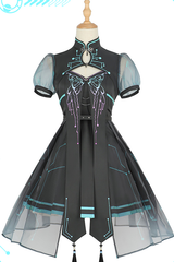 Black Sense Of Technology Butterfly Ember High Waisted Gothic Lolita JSK Dress Full Set - Product - 8