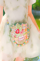 Multi-Color Ice Cream Cat Embroidery Sweet Lolita Crossbody Bag - Product - 3