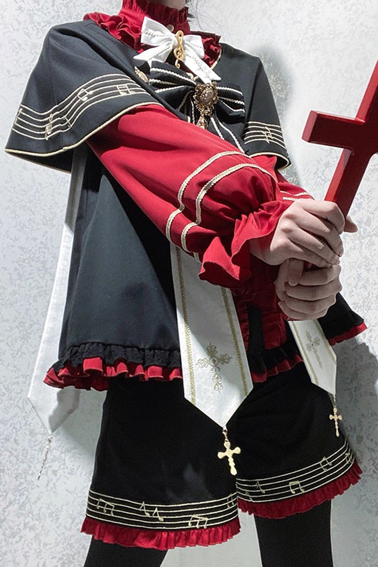 Black/Red [The Choir of The Church] Ouji Fashion Gothic Prince Lolita Set (Younger Brother Version) - Product - 10
